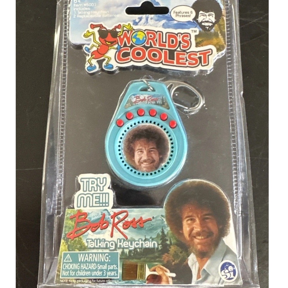 Worlds Coolest Bob Ross Talking Keychain 6 Phrases Super Impulse 5001 New